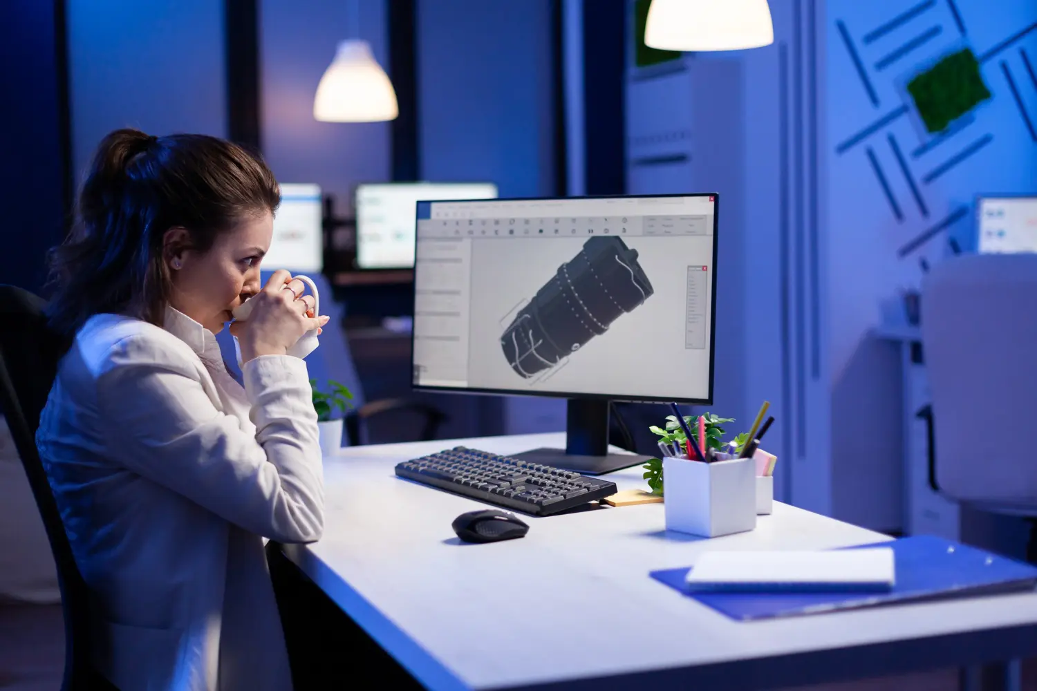 Woman engineer working on a 3D model