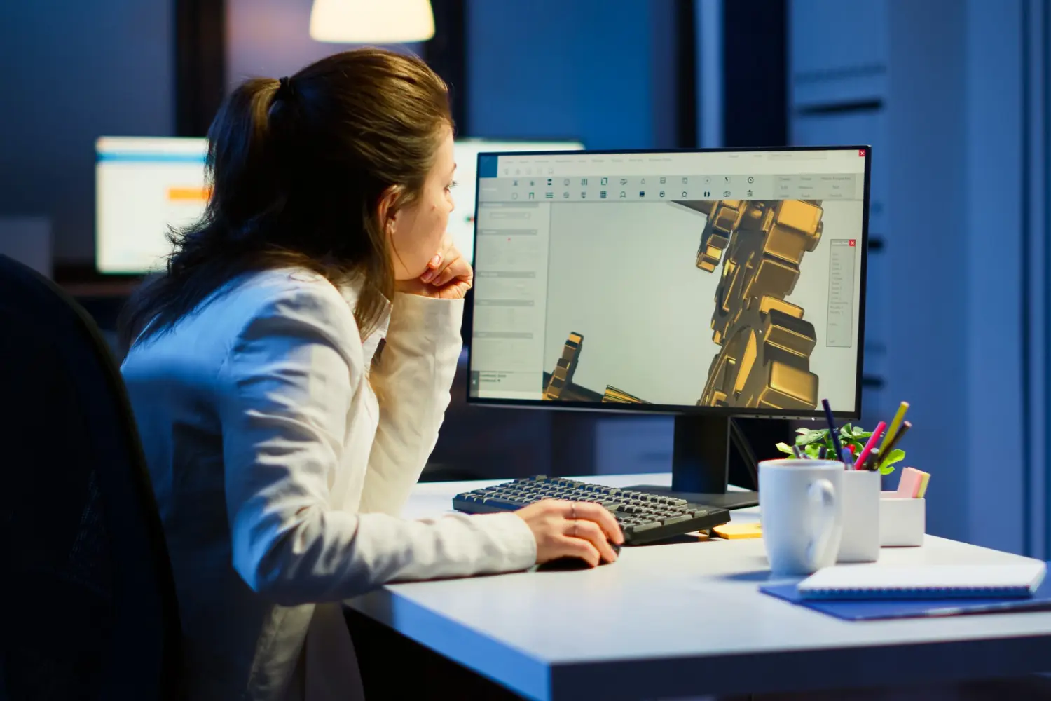 Woman working on a 3D model