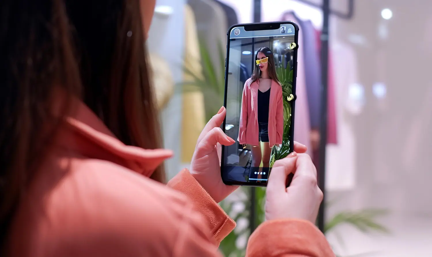 Person using touchscreen for branding