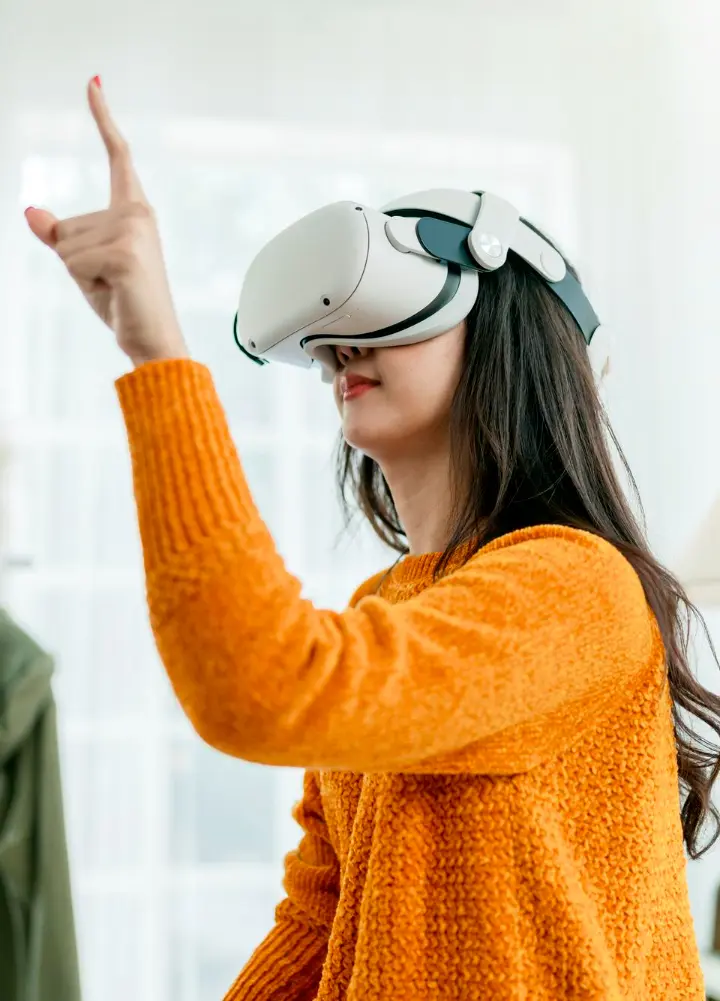 A woman using a VR headset