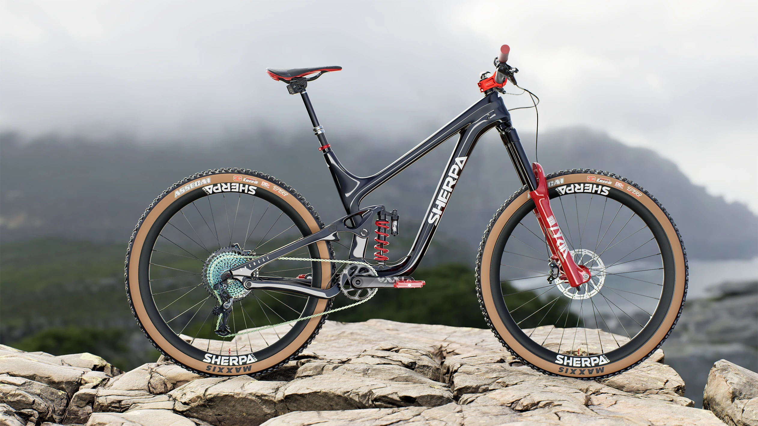 3D model of a black Sherpa mountain bike