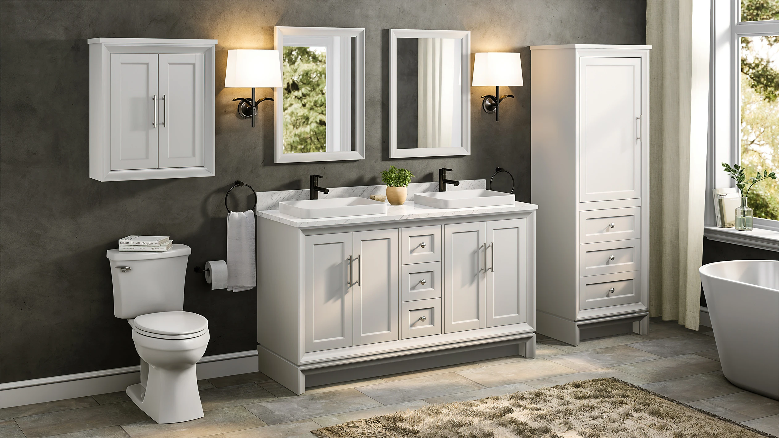 3D model of a modern bathroom with a double vanity