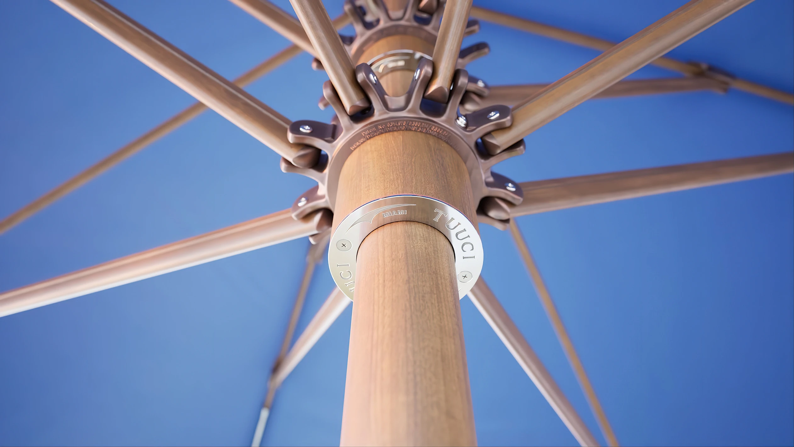 3D model of a wooden patio umbrella